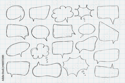 Hand drawn speech bubbles collection