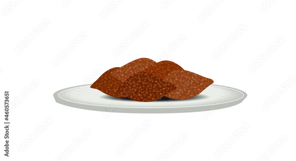 A dish of Kebba, Kebbeh Traditional Lebanese, Syrian, Saudi Arabian Food - Icon Illustration Isolated A dish of Kebba, Kebbeh Traditional Lebanese, Syrian, Saudi Arabian Food - Icon Illustration Isolated