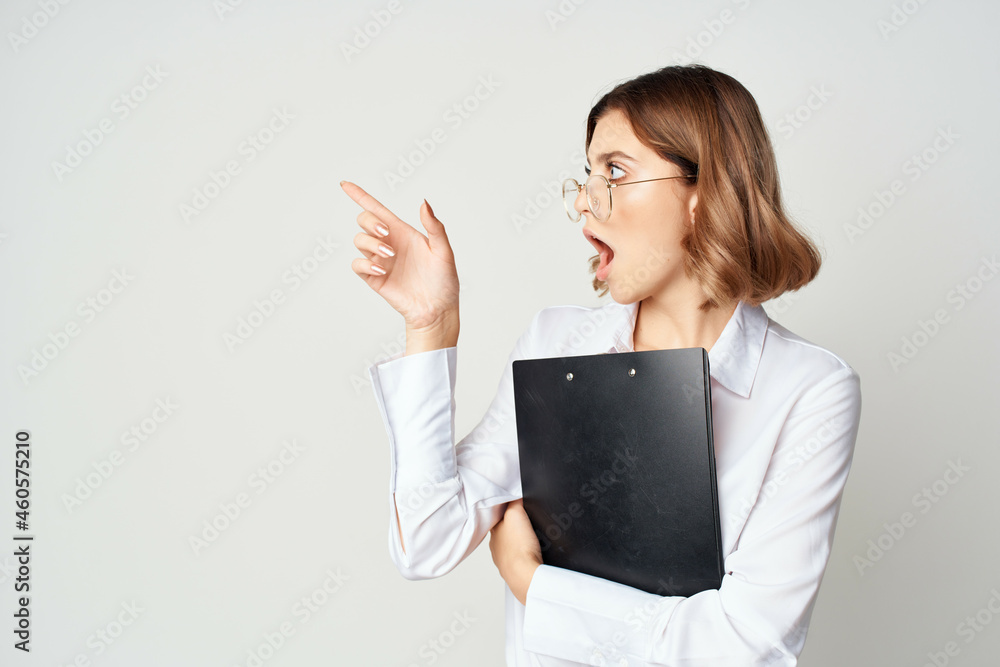 woman with glasses office manager work documents woman with glasses office manager work documents