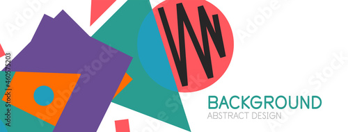 Abstract background. Blocks, lines, triangles, circles composition. Techno or business concept for wallpaper, banner, background, landing page