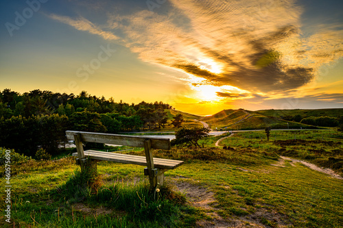 bench in the sunset