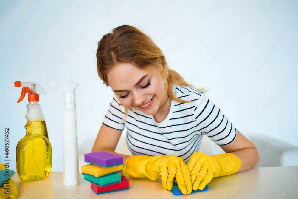 woman cleaning supplies provision of services woman cleaning supplies provision of services