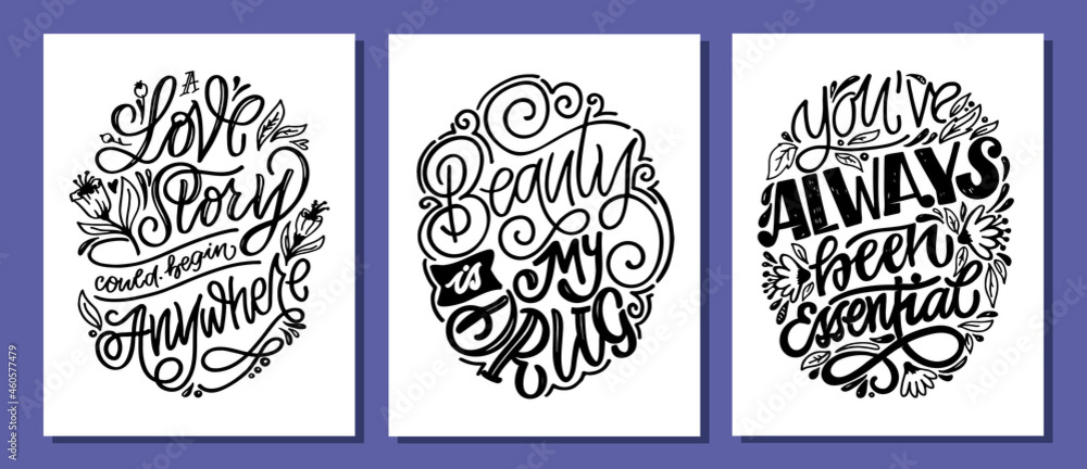 Hand drawn lettering quote in modern calligraphy style about life and love. Slogans for print and poster design. Vector