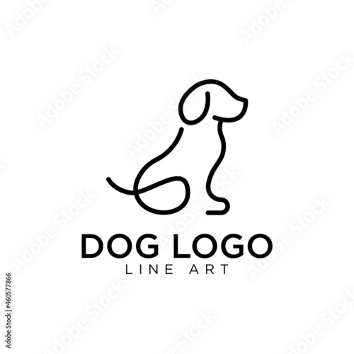 Dog logo line art and icon design vector.