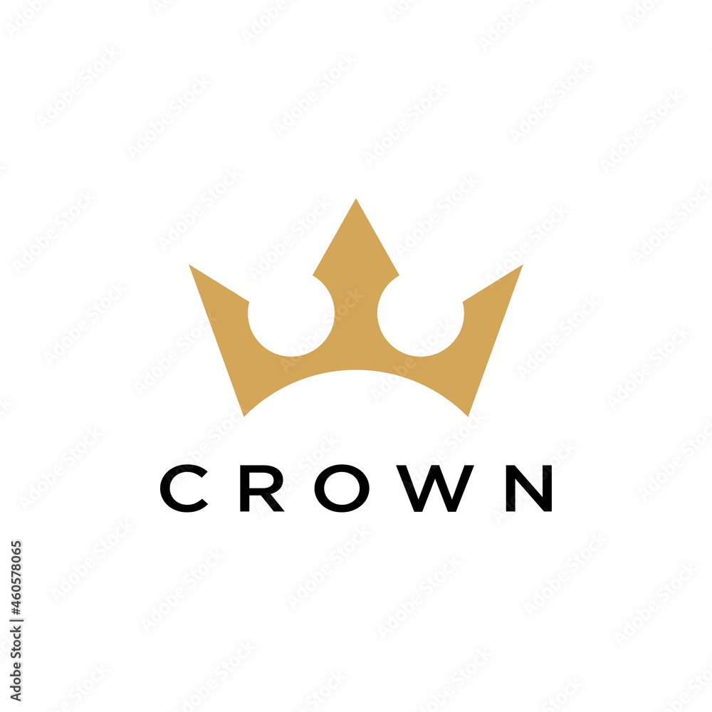 Premium style elegant gold crown logo symbol. Royal company icon. Modern luxury brand element sign. Vector illustration.