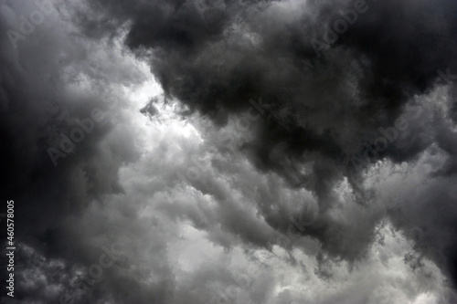Full frame of gray sky with clouds threatening rain