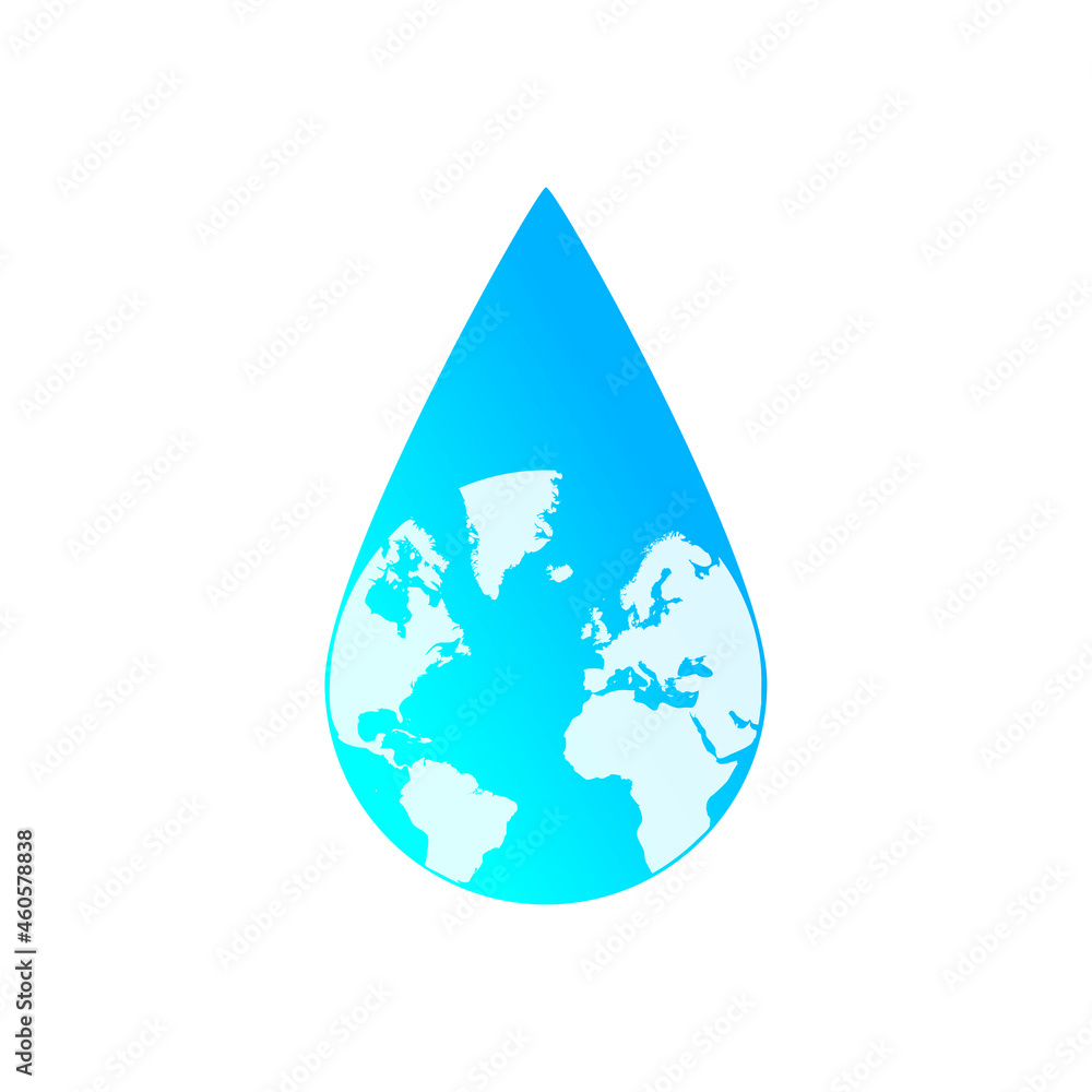 Obraz premium Planet earth in a drop of water, eco concept