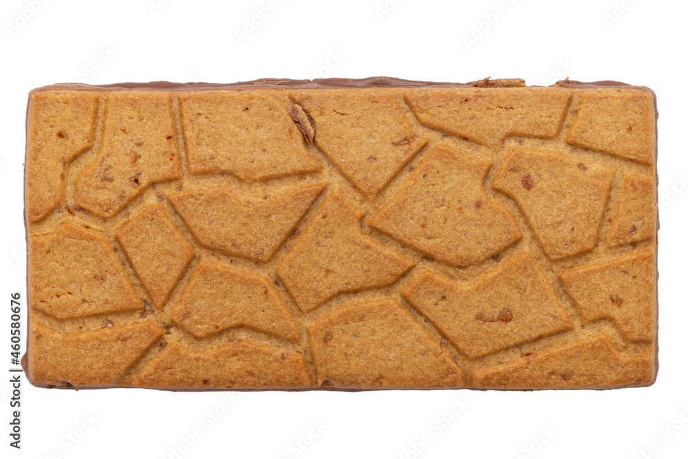 Milk chocolate with cookies isolated on white background from top view. Milk chocolate with cookies isolated on white background from top view.