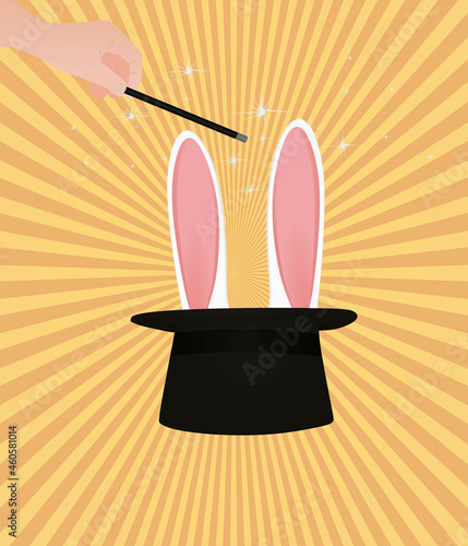 Magic hat and rabbit's ears. vector illustration