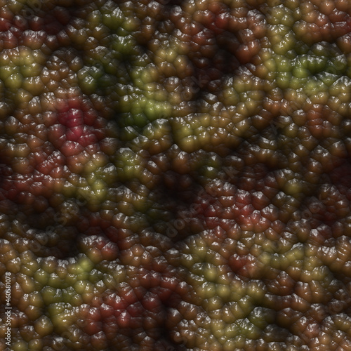 Putrid red green jelly bubbles of alien spawn 3D illustration seamless tile pattern