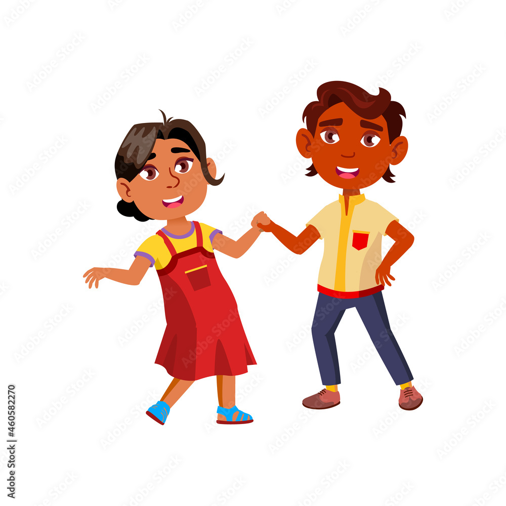 Boy And Girl Children Dancing Together Vector. Hispanic Schoolboy And Schoolgirl Friends Dancing Traditional Dance On Celebrative Event. Characters Enjoyment Flat Cartoon Illustration Boy And Girl Children Dancing Together Vector. Hispanic Schoolboy And Schoolgirl Friends Dancing Traditional Dance On Celebrative Event. Characters Enjoyment Flat Cartoon Illustration