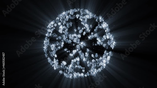 Abstract celebration 3D background animation shining silver stars and coins  spheric geometry figure glittering and morphing in space loop photo