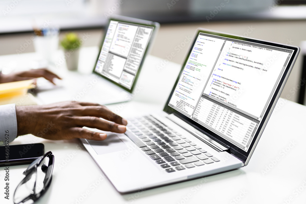 African American Programmer Man Coding African American Programmer Man Coding