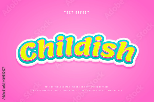 Childish 3d text effect on pink background