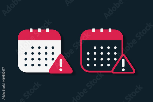 Calendar with exclamation mark. Reminder scedule deadline design concept. Illustration vector