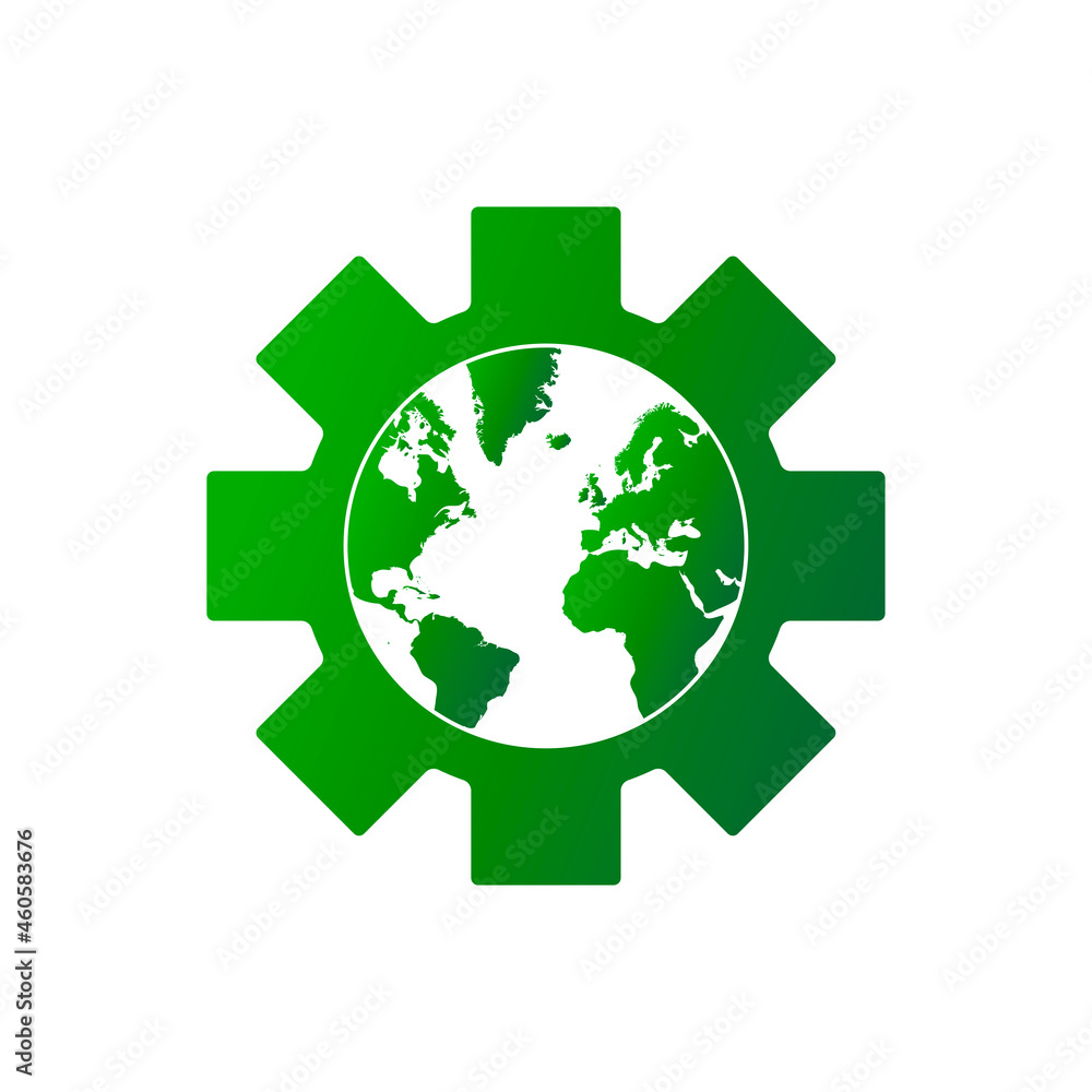 Planet earth in a cog, eco concept