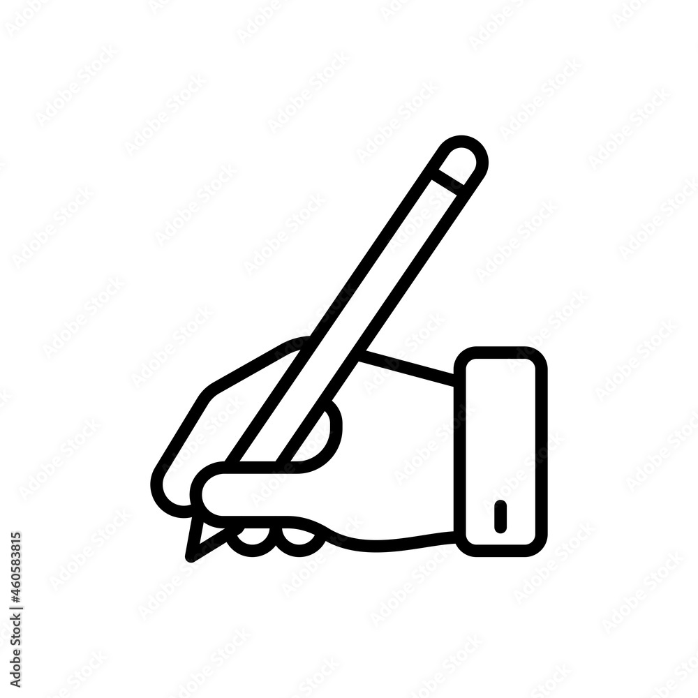 Hand with pen thin line icon, writer sign. Modern vector illustration. Hand with pen thin line icon, writer sign. Modern vector illustration.
