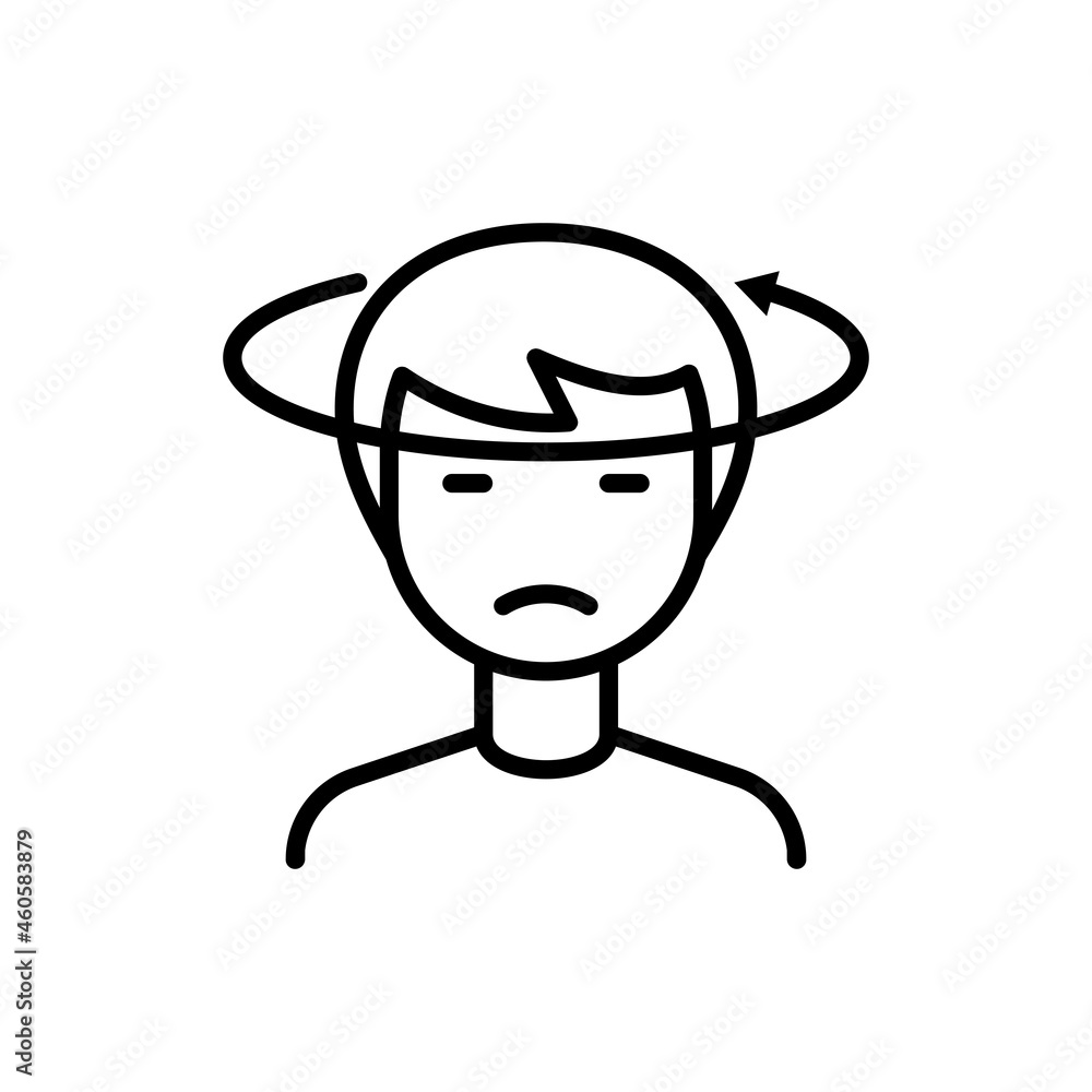 Human with dizziness thin line icon. Modern vector illustration of disorientation. Human with dizziness thin line icon. Modern vector illustration of disorientation.
