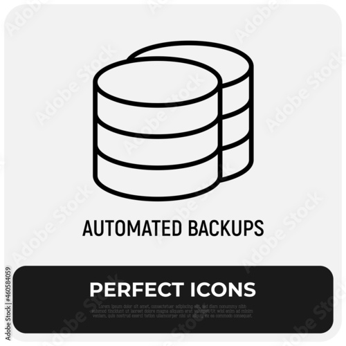 Automated backups thin line icon. Modern vector illustration.