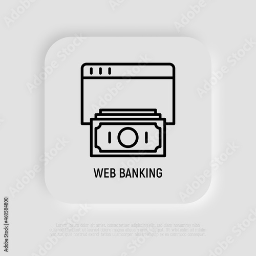 Web banking thin line icon. Modern vector illustration.