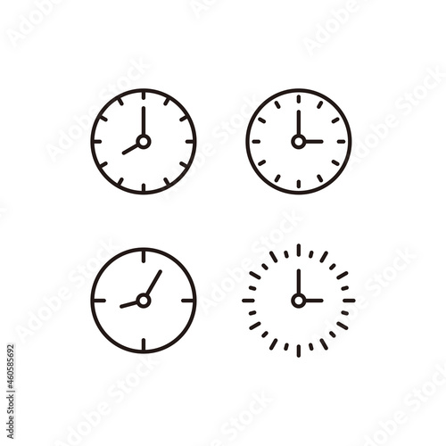 Set of Simple Clock Icon Illustration Design, Icon Symbol Collection With Outlined Style Template Vector