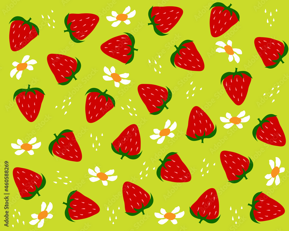 seamless strawberry pattern with flowers seamless strawberry pattern with flowers