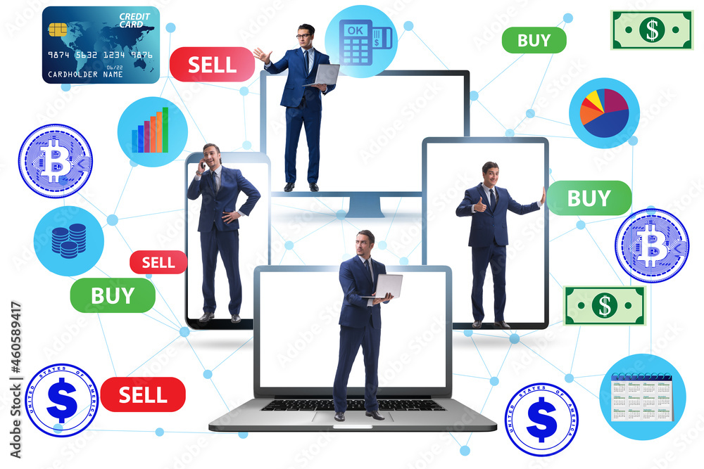 Cryptocurrency trading concept with business people Cryptocurrency trading concept with business people