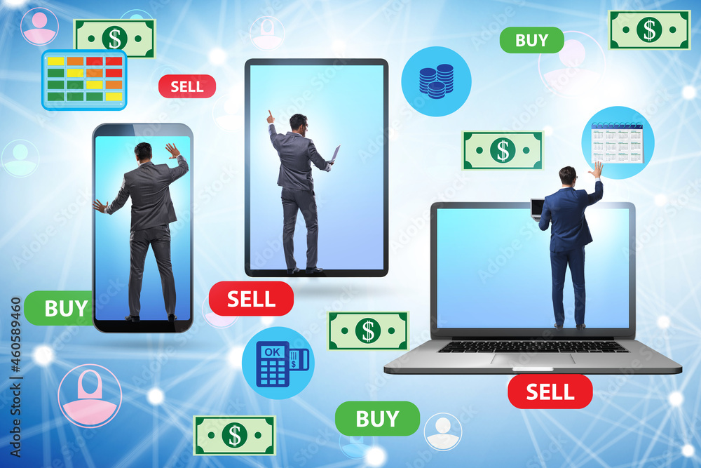 Online currency trading concept with business people Online currency trading concept with business people