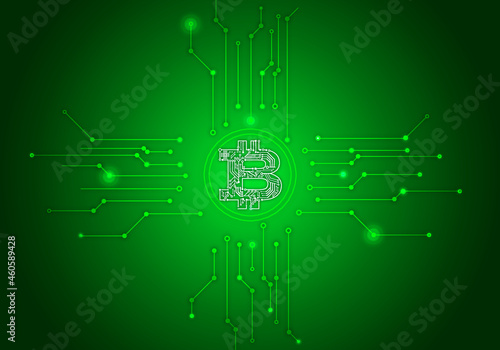 Bitcoin Digitale Währung-Symbol auf Platine