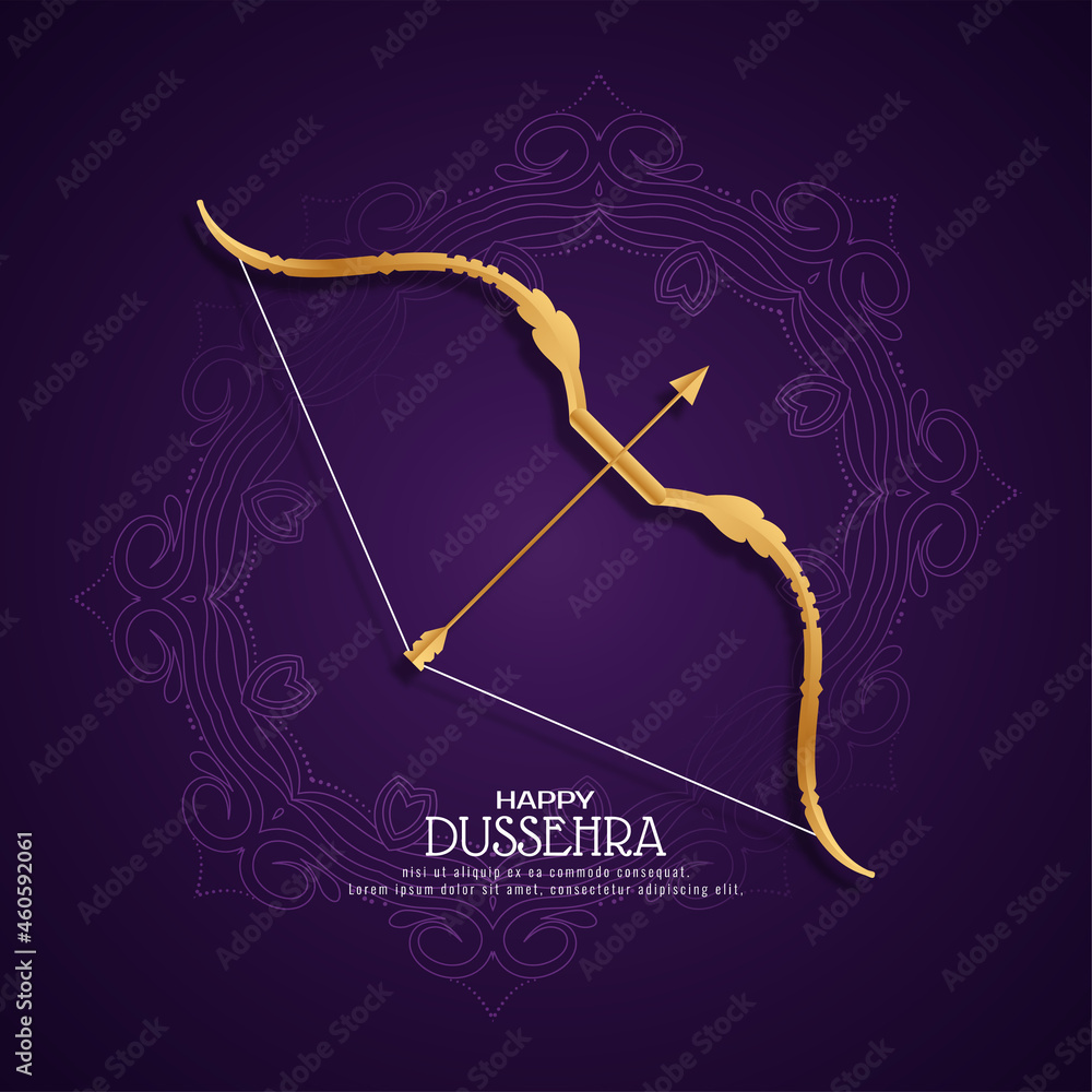 Happy Dussehra Indian festival greeting background - obrazy, fototapety, plakaty 