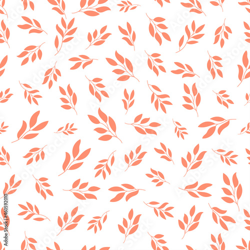 Pink-orange seamless patterns with white flower leaves.