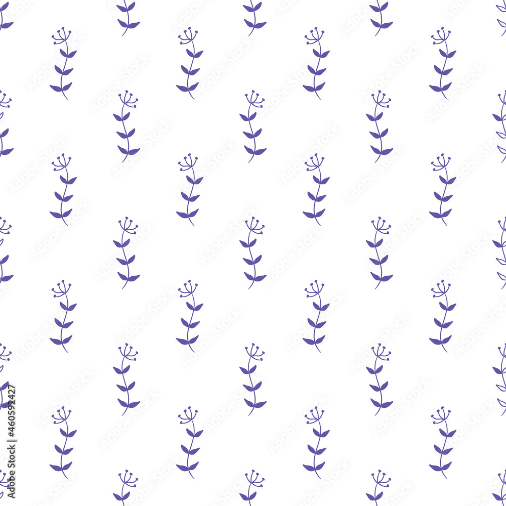 White seamless pattern with purple flowers. White seamless pattern with purple flowers.