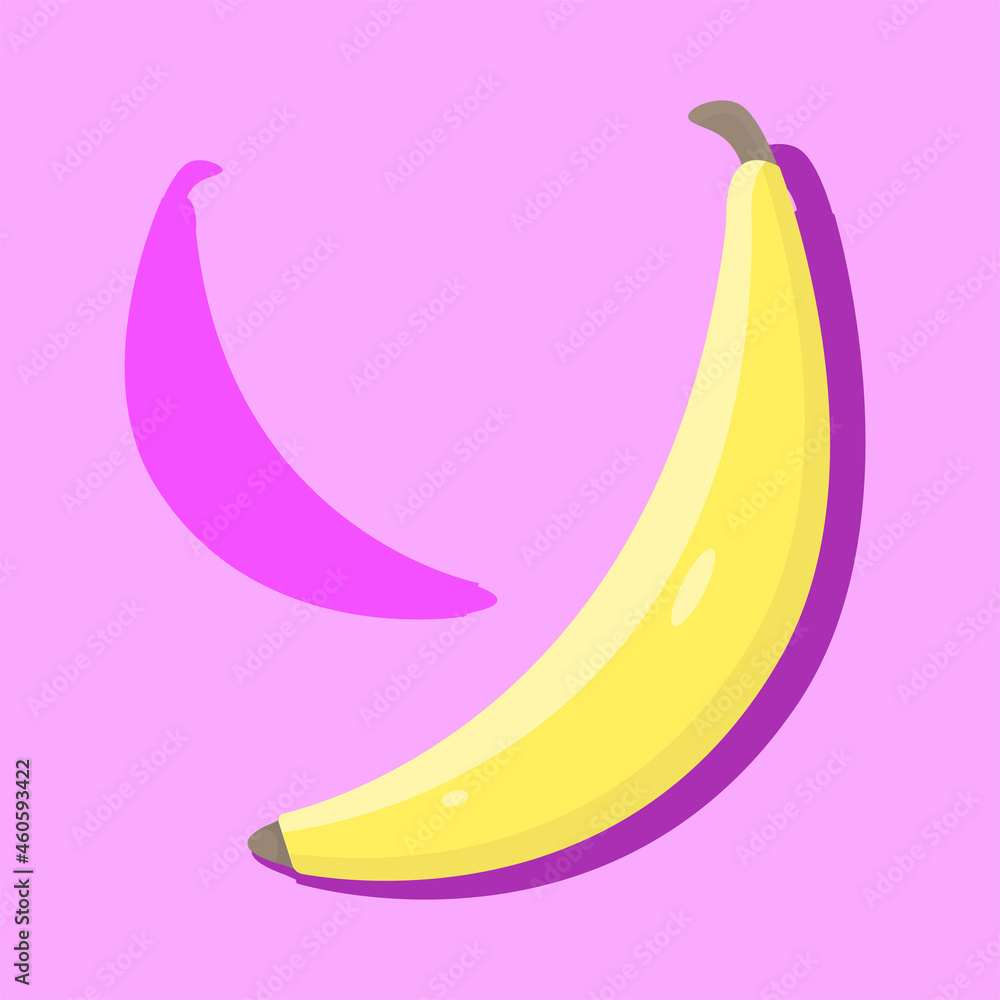Yellow Banana on the purple background, simple design, fruit vector illustration Yellow Banana on the purple background, simple design, fruit vector illustration