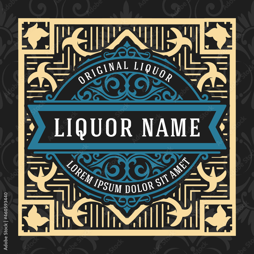 Whiskey label with old frames Whiskey label with old frames