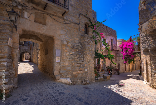 Fototapeta Naklejka Na Ścianę i Meble -  Medieval village of Mesta is one of the main mastihochoria villages, Chios island, Greece.