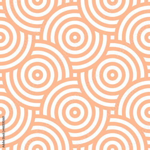 White seamless pattern with pink circles.