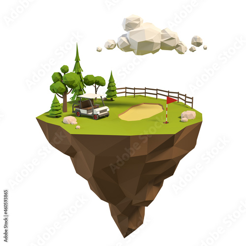 Floating Golf Island Low Poly