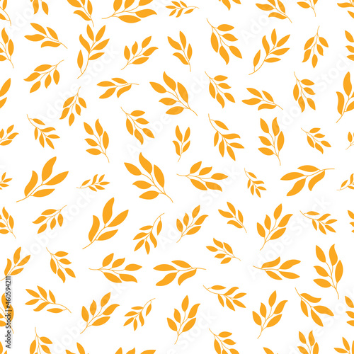 White seamless pattern with yellow plants