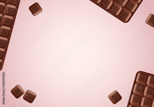 Background with milk chocolate bars for Valentines Day banner