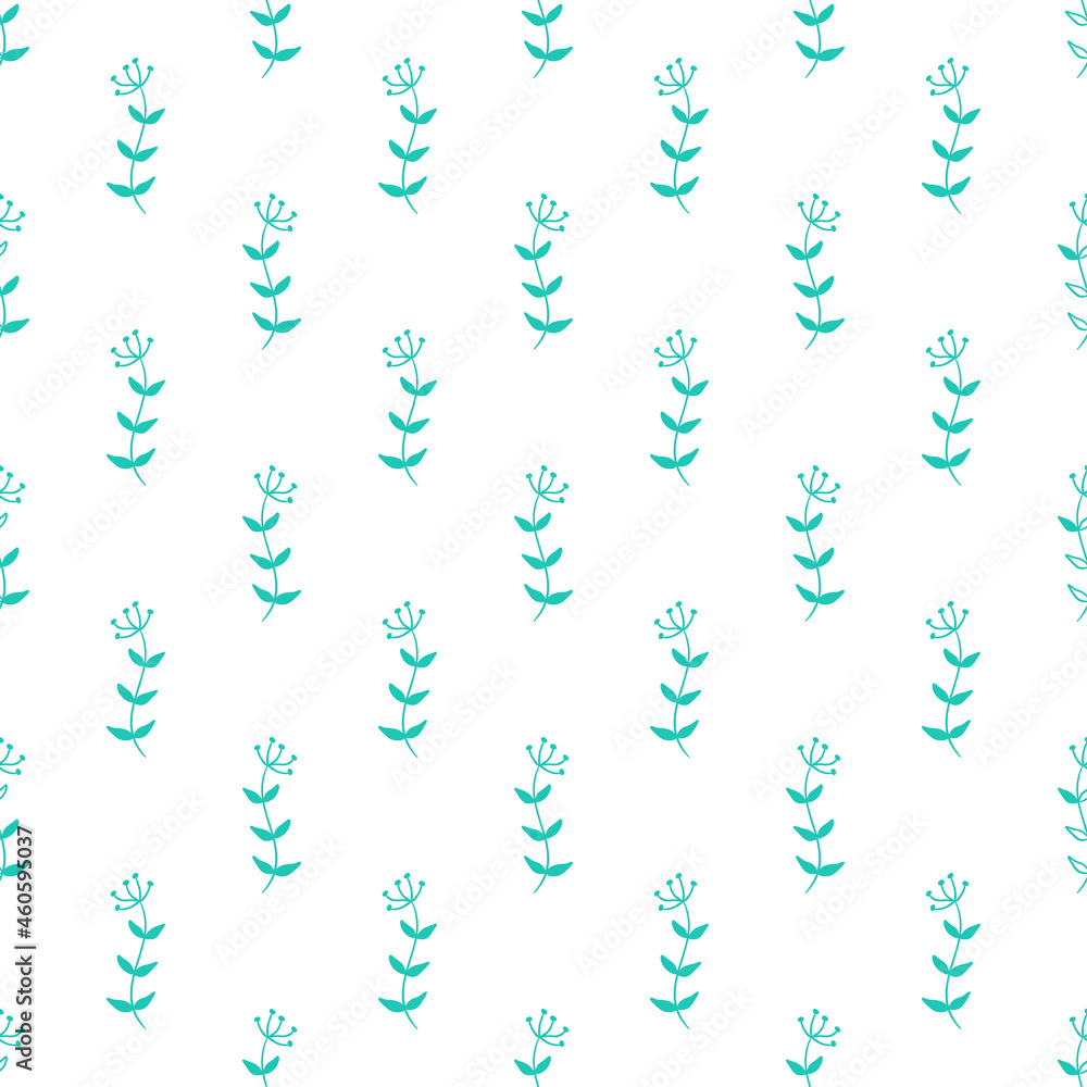 White seamless pattern with blue flower. White seamless pattern with blue flower.