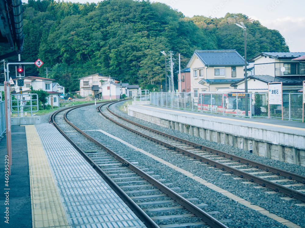 津軽石駅から見る線路