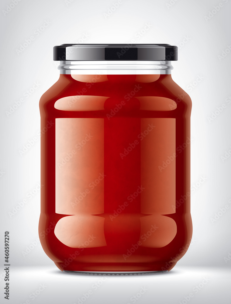 Glass Jar with Tomato Juice on Background. Glass Jar with Tomato Juice on Background.