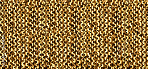 Golden abstract background. Top view of the gold necklace texture. with blank space copy space banner design
