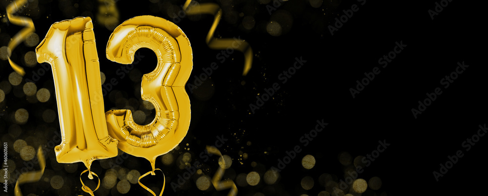 Golden balloons with copy space - Number 13 Golden balloons with copy space - Number 13