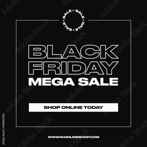 Black Friday Sale Banner. Black Friday Modern Typography Text on Black Background. Square banner vector design template for Black Friday sale advertising, social media post or ad, poster etc.