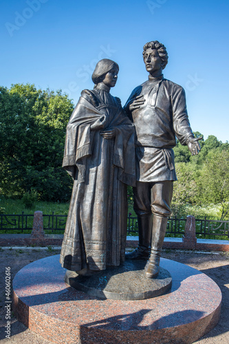Monument to Alexander Blok and Lyubov Mendeleev. Village Tarakanovo. Solnechnogorsk district photo