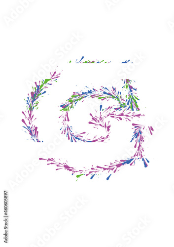 Letter G Outline with Red Green and Blue Splashes 