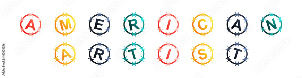 American Artist - text written in colorful circles on white background American Artist - text written in colorful circles on white background