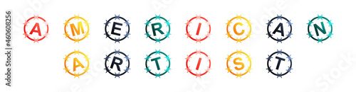 Free Download American Artist - text written in colorful circles on white background - GFXLoad