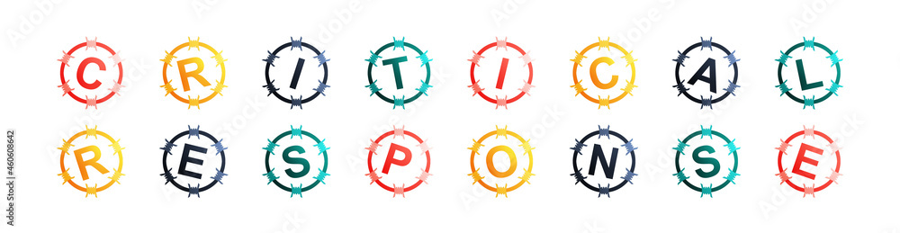 Critical Response - text written in colorful circles on white background Critical Response - text written in colorful circles on white background